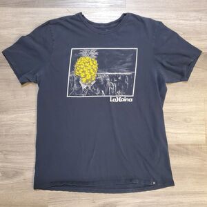 Vtg Hurley Lahaina HI Mens Large Pineapple Sketch T Shirt Black Surf Skate